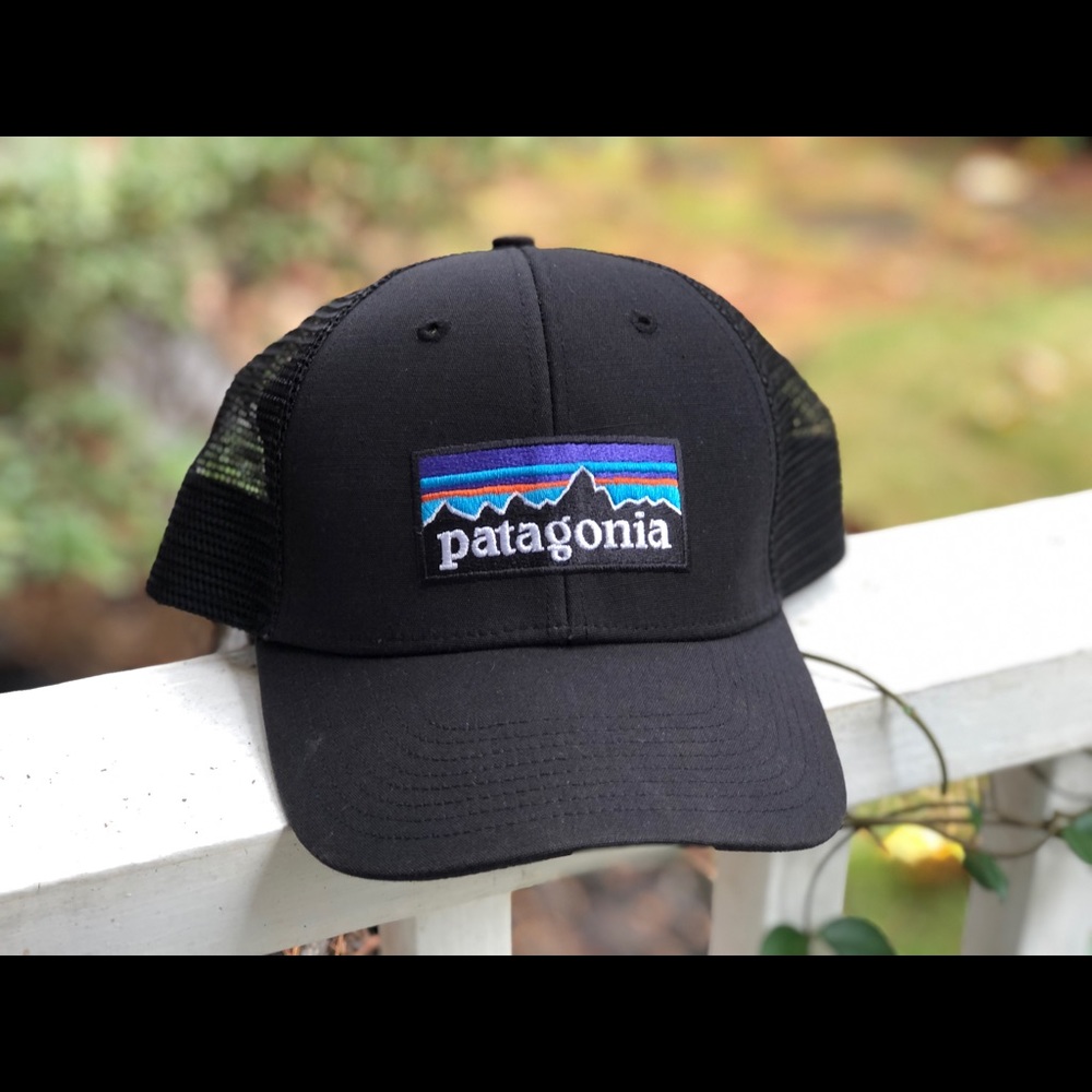 Black Patagonia P6 logo hat